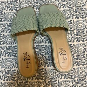 Vintage Mint Woven Slide Sandals
